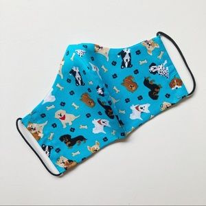 Dog Print Blue Fabric Face Mask w/ Filter Pocket